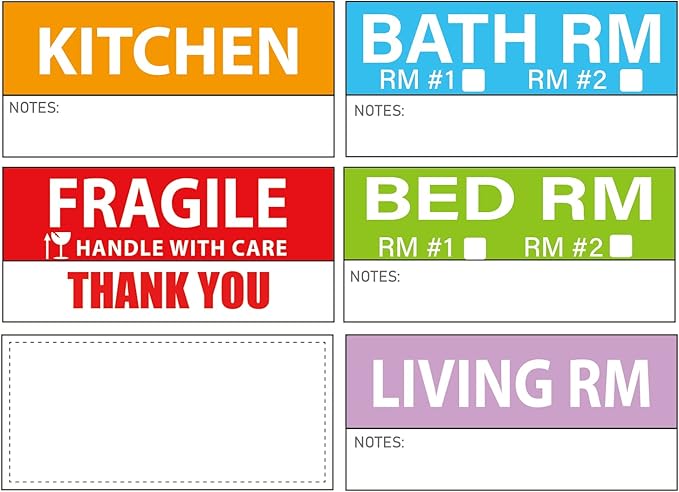Yoget 42x90mm Large Home Moving Labels by EasyYourLifeFromHere