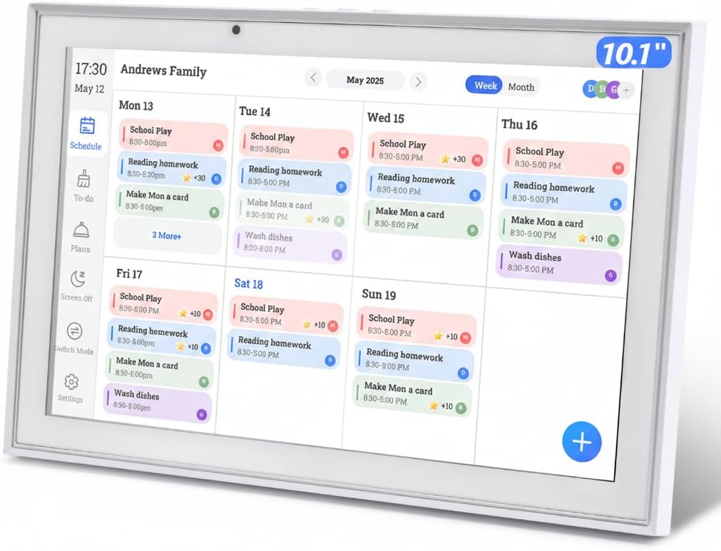 10.1 inch Smart Digital Calendar & Chore Chart, 1920 * 1080P Full HD Touc...