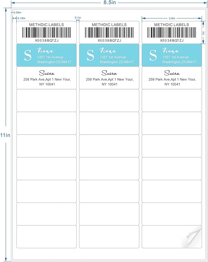 Methdic Address Labels 1" x 2-5/8" 900 Labels Sticker Paper - Image 2