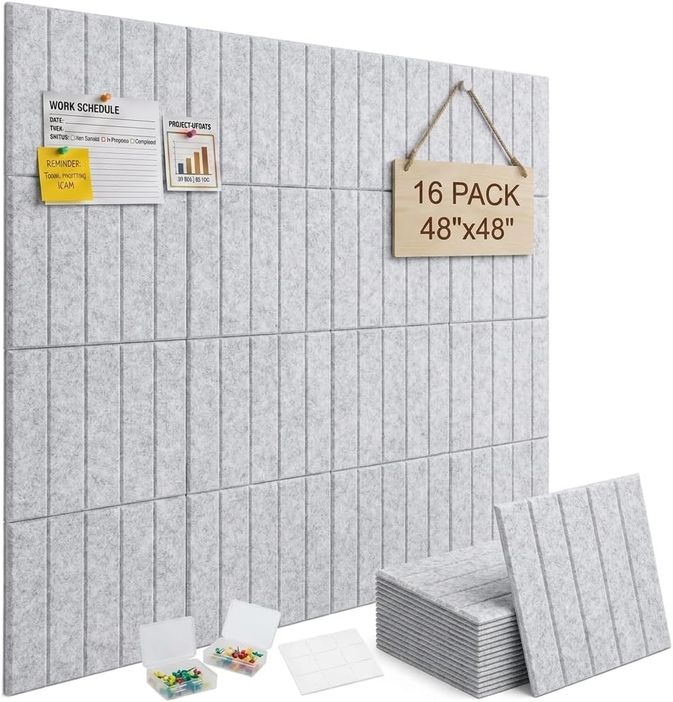 16 Pack Large Felt Bulletin Board & Cork Boards Alternative, 48"x48&...