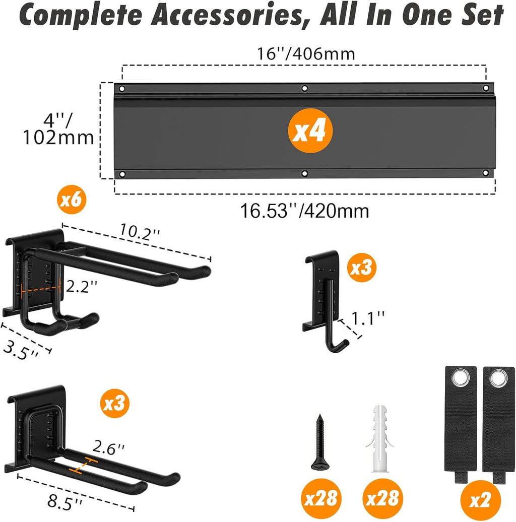 housolution garage wall organizer 64 inch - 18pack, package contents