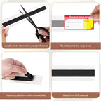60 Pcs 47.8 x 1.37 Inch Shelf Label Strips Black Clear PVC Ticket Channel Back - Image 4