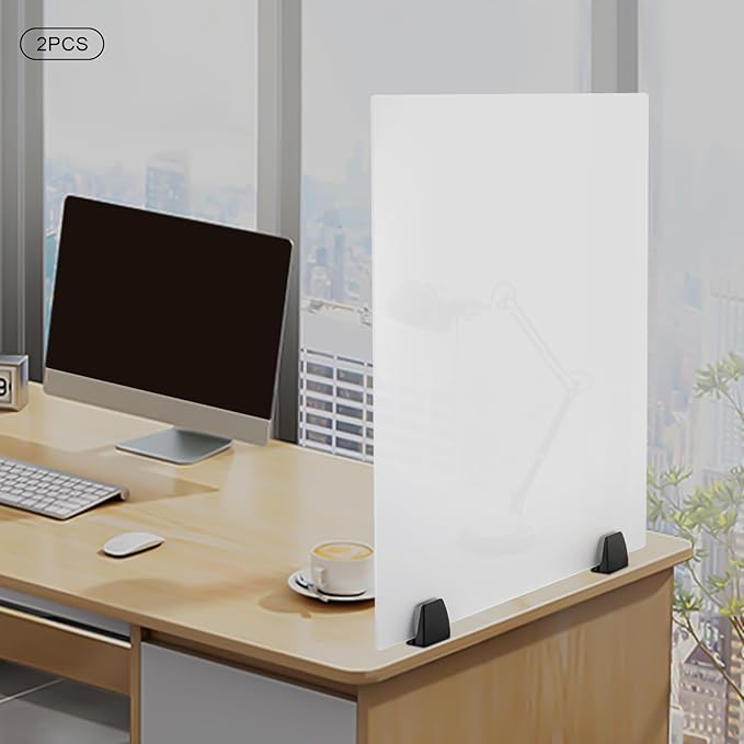 2 Packs Dual Frosted Plexiglass Desk Privacy Panels, 30 x 18 Inch Acrylic - Image 4