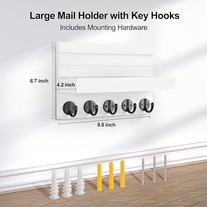 Lwenki Key Holder for Wall, Decorative Key and Mail Holder - Image 7