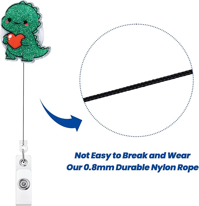 Cute Dinosaur Pediatric Nurse Badge Reel, Retractable ID Card T-Rex Badge - Image 5