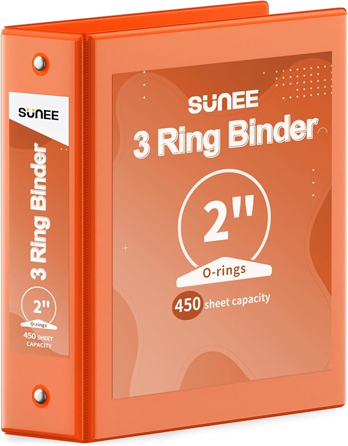 SUNEE 3 Ring Binder 2 Inch 1 Pack by SUNEE