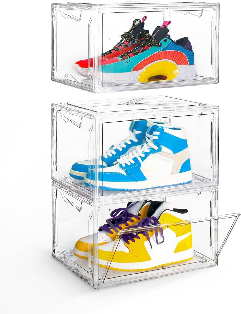 KDOR Clear Plastic Shoe box Organizer, 3 Pack Stackable Sneaker Boxes,
