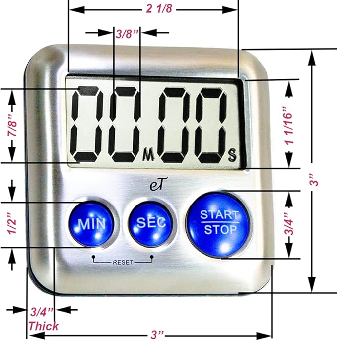 Elegant Digital Kitchen Timer Stainless Steel - Image 4