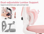 Ergonomic Office Chair with Adjustable Headrest & Lumbar Support, High Back Mesh Desk Chair, 400 LBS Capacity Swivel Computer Chair with Flip-Up Arms, Home Office Gaming Chair (Pink)
