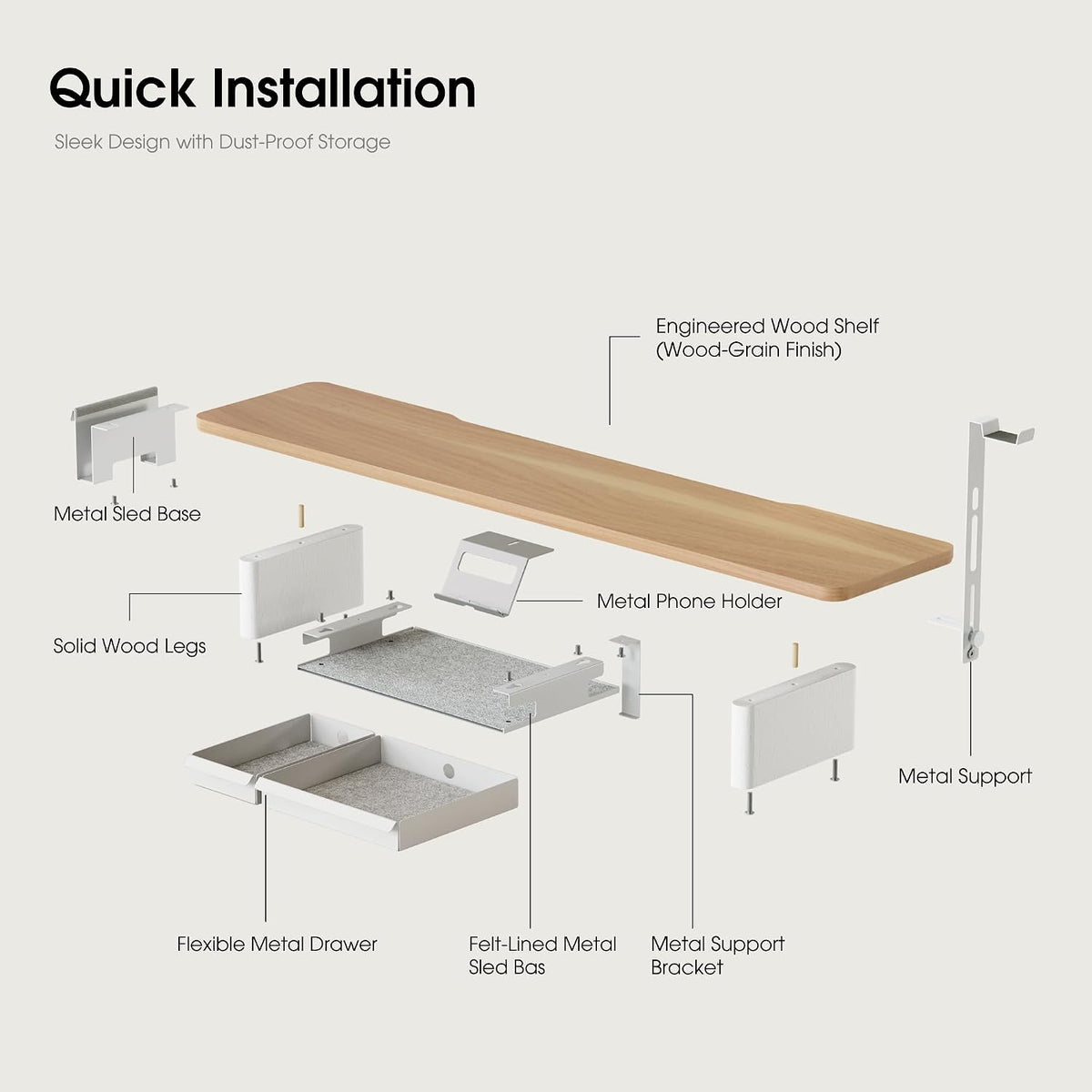 Fenge Modular Dual Monitor Stand Riser with Solid Ash Wood Leg, 42.5" Oak