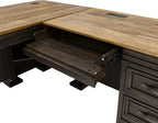 Martin Furniture IMSA684R-KIT Executve L-Desk & Return with Solid Wood Plank Tops, Fully Assembled, Brown