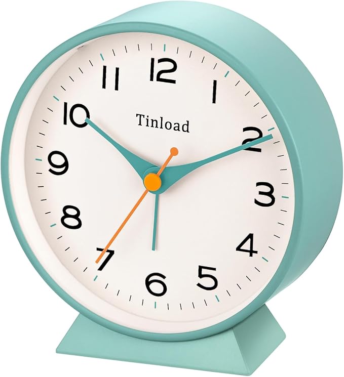 Tinload 4.5" Battery Operated Retro Analog Alarm Clock, Small Silent Bedside - Image 7