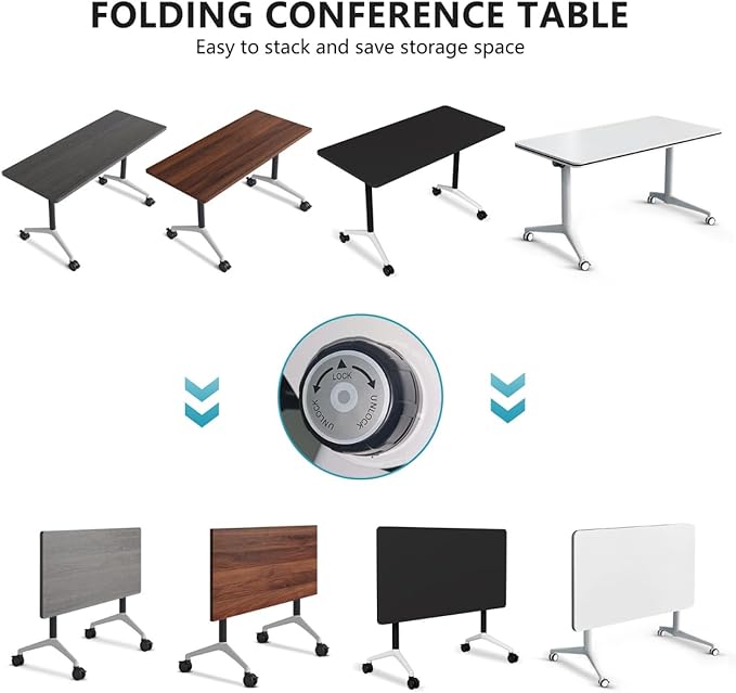 Goakwwuz Conference Room Table, Folding Conference Tables, Thicken Grey Tabletop - Image 5