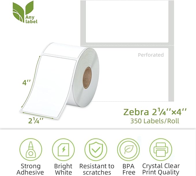 Compatible 2-1/4" x 4" Direct Thermal Labels Replacement - Image 2