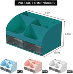 Desk Organizer with 6 Compartments and 2 Drawers, Plastic Makeup Organizer - Image 4