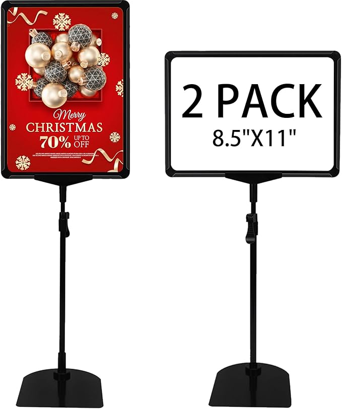 Sign Holder Stand with Adjustable Height Snap Open, Reusable Sign Holder 8.5 x by ONCEMORE