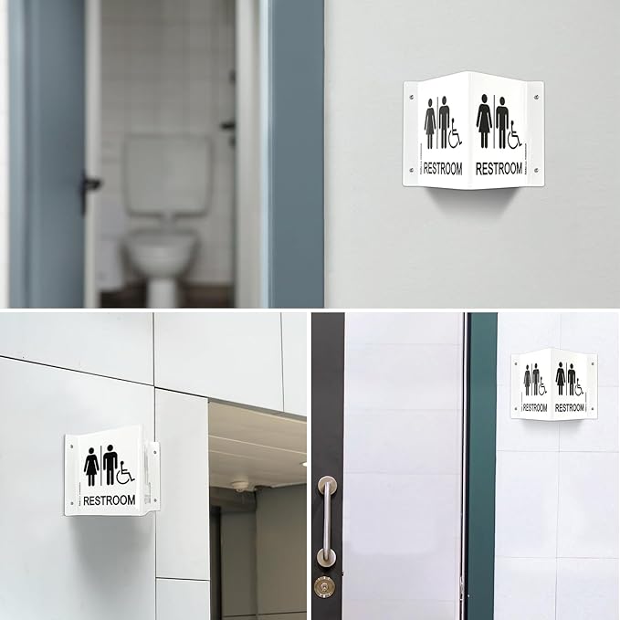 Faittoo Restroom Sign, Bathroom Signs, 2 Pack 6 x 8 Inches Acrylic Sign - Image 6