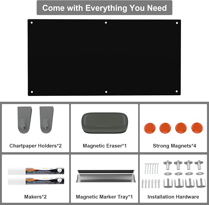 Large Black Glass Dry Erase Board, 96 x 48 Inches Magnetic Glass whiteboard - Image 4