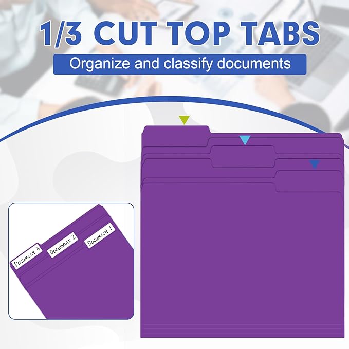 File Folder, HERKKA 120 Pack 1/3 Cut Tab File Folders, File Folders Great - Image 3