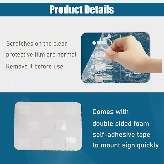 6x8 Inch Restrooms for Customer Only Sign Blue - Image 3