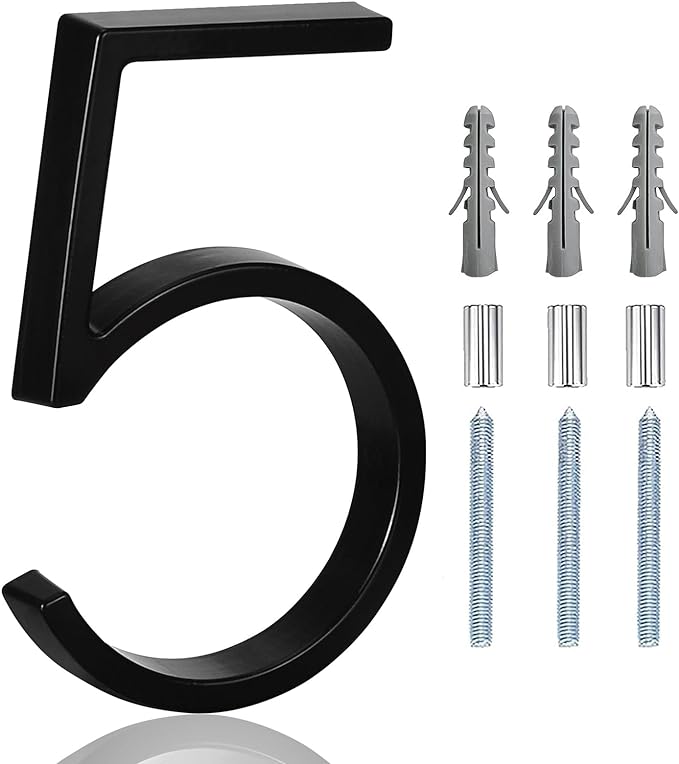 5" Floating Stainless Steel Address House Number, Modern Metal Anti-Rust House by MerearDecoration