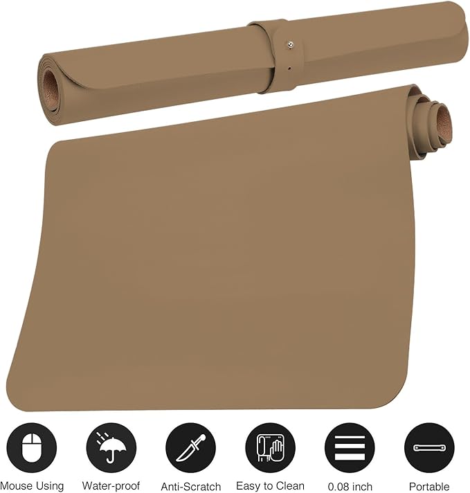 Boutilon Leather Desk Pad Protector, Non-Slip Mouse Pad, Laptop Desk Pad - Image 3