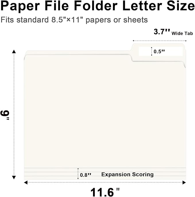 File Folder, RAZCC 150 Pack 1/3 Cut Tab File Folders Letter Size, Folders - Image 2