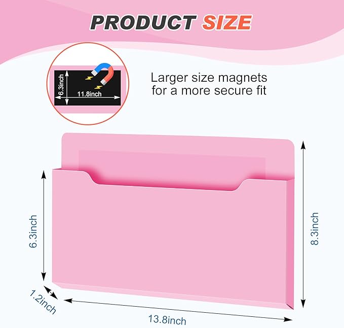 Feifeiya Magnetic Pocket File Holder Large File Folder Organizer Paper Mail - Image 2