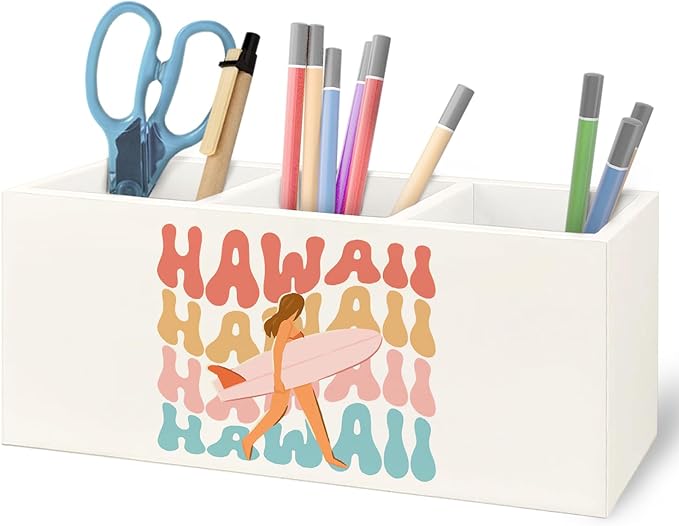 URLLUAE Hawaii Aloha Surf Girl Beach Wooden Pen Pencil Holder by Unknown