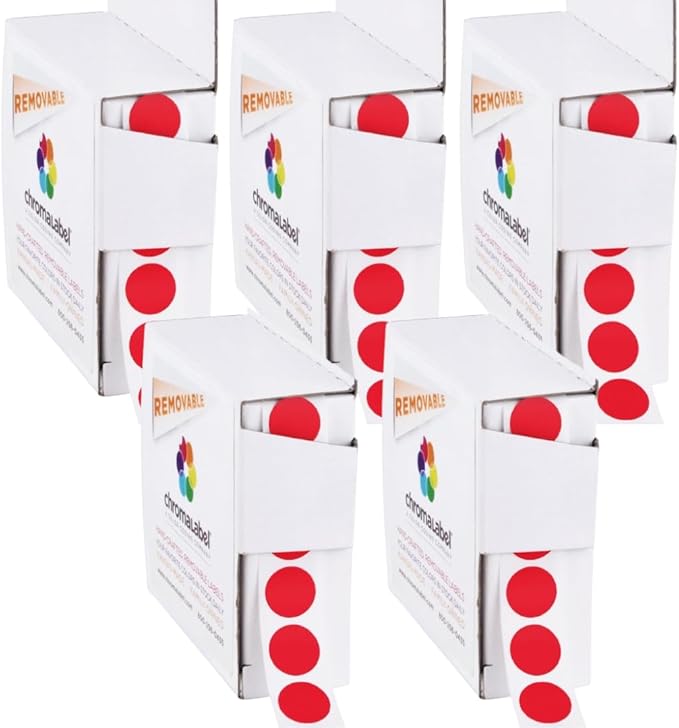 ChromaLabel 1/2 Inch Round Colored Sticker Dots, Removable Sticky Color Coding by ChromaLabel