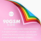 Colored Copy&Print Paper 8.5X11 Inches, 180 Sheets 9 Colors Rainbow A4 Printer - Image 3