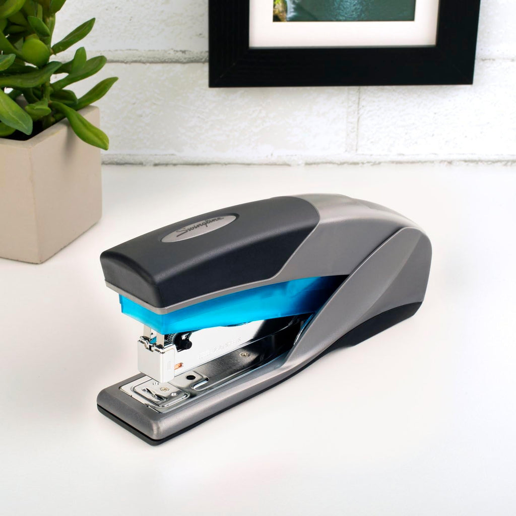 Swingline Stapler, 25 Sheet Capacity, Optima 25, Jam Free, Reduced Effort, Soft Grip, Blue and Gray (66404) (Pack of 6)