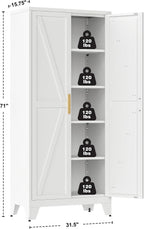 qinptwut 71" metal storage cabinet with doors and shown in use