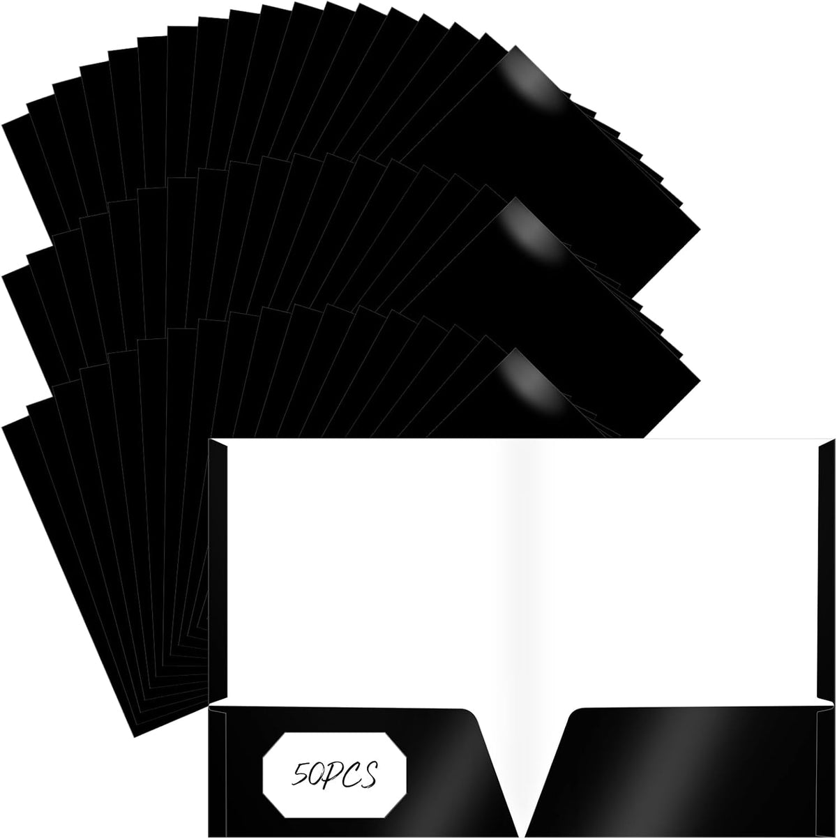 Jutom 50 Pcs 2 Pocket Glossy Paper Folders Glossy Paper Laminated Portfolios