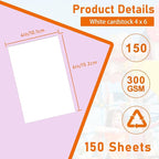 Guakicae 150 Sheets White Cardstock 4 x 6 Scrapbooking Paper, 300gsm/110lb - Image 2