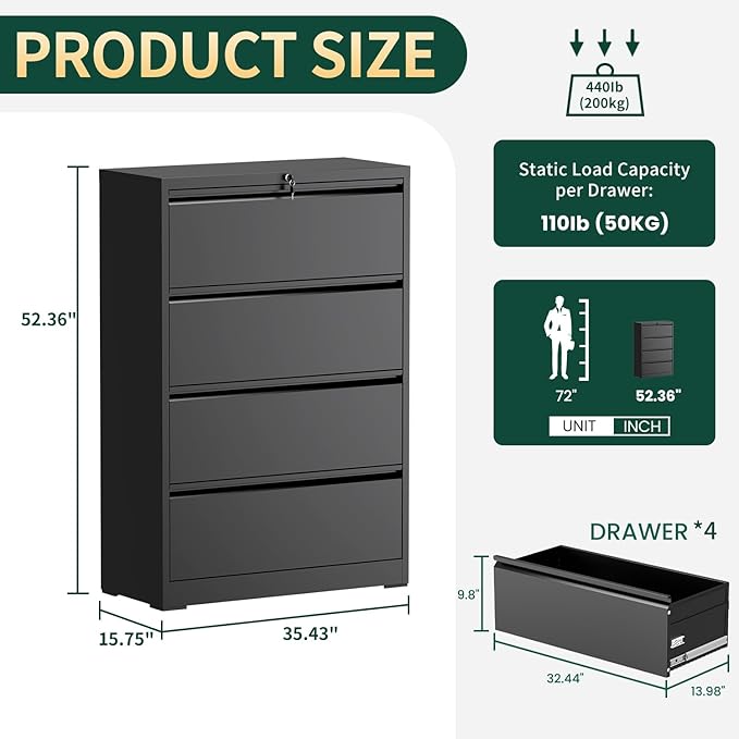 4 Drawer Lateral File Cabinet - Image 2