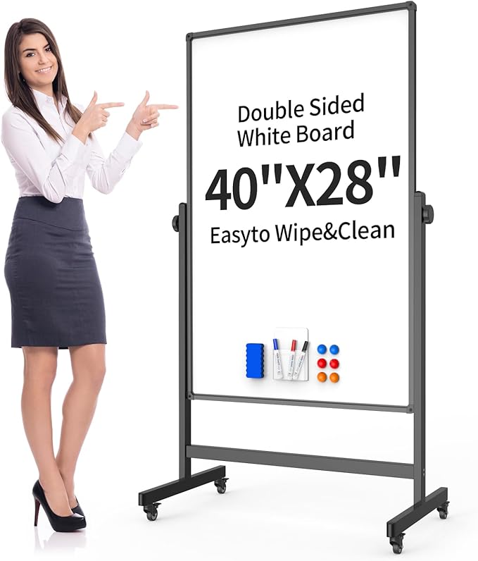 Rolling Whiteboard 40x28 Inches by UIFER