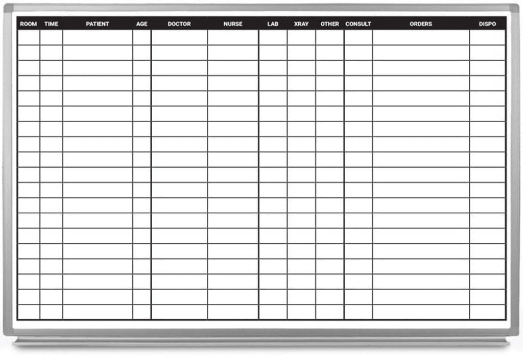 ER Dry-Erase Hospital Whiteboard 48" x 36"