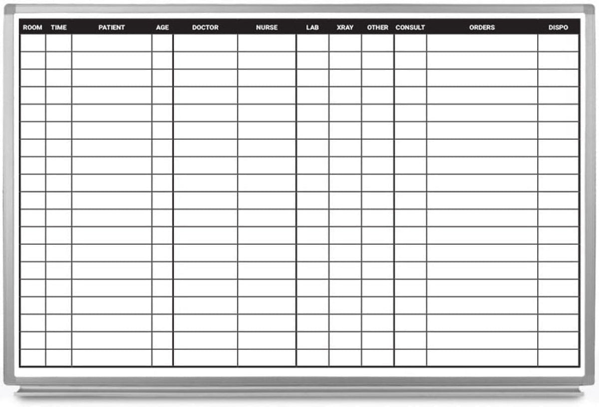 ER Dry-Erase Hospital Whiteboard 36" x 24"