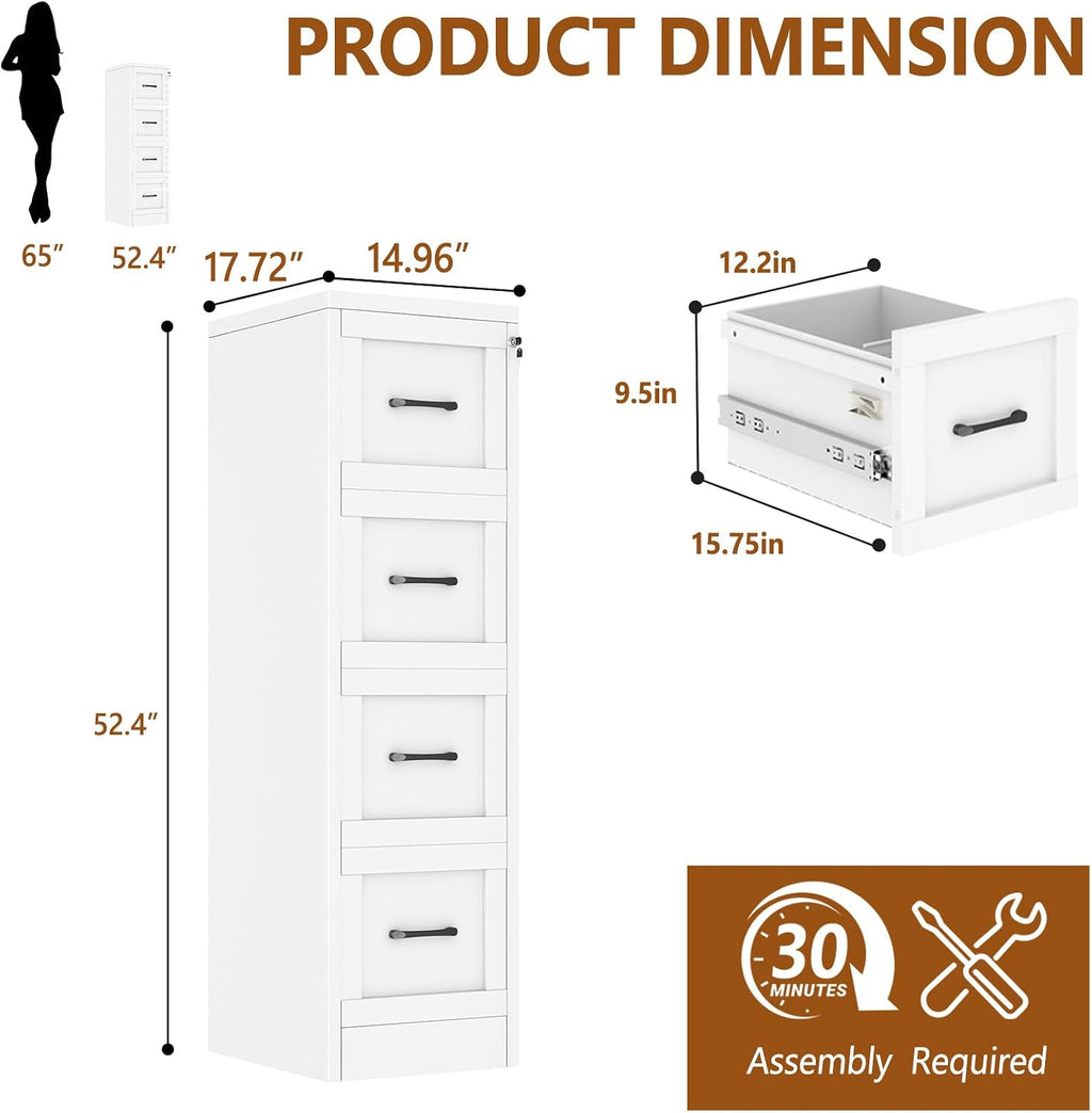 4 drawer metal file cabinet with lock,narrow vertical, close-up detail