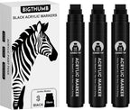 BIGTHUMB 3 Pcs Black Jumbo Permanent Markers: 15mm Wide Tip Thick Acrylic Paint by BIGTHUMB