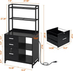 Livofloral File Cabinet with Charging Station, 3 Drawer Filing Cabinet with - Image 3