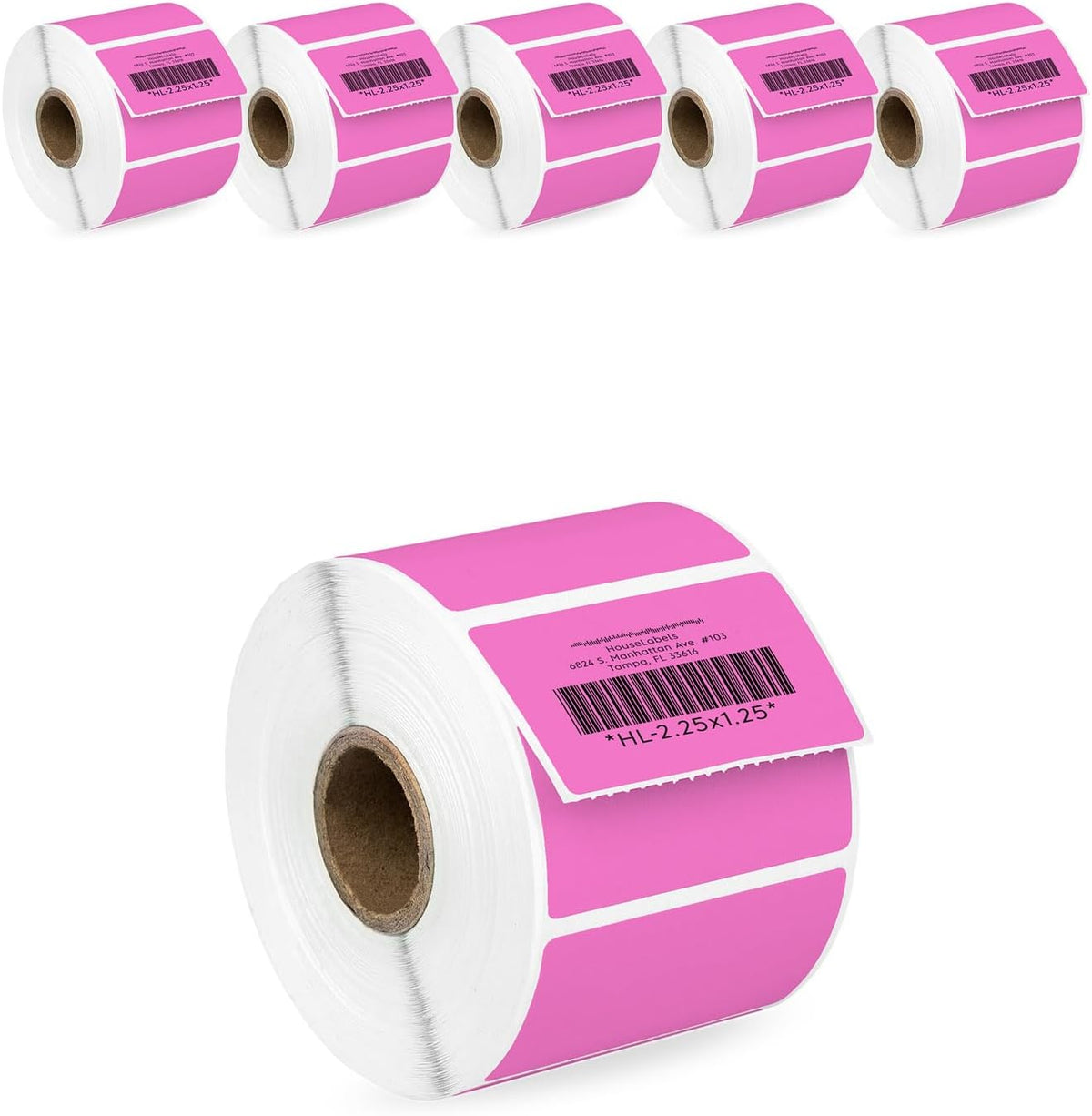 HOUSELABELS 2.25" x 1.25" Pink Address Labels on 1" Core Compatible