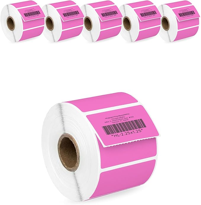 HOUSELABELS 2.25" x 1.25" Pink Address Labels on 1" Core Compatible by HouseLabels