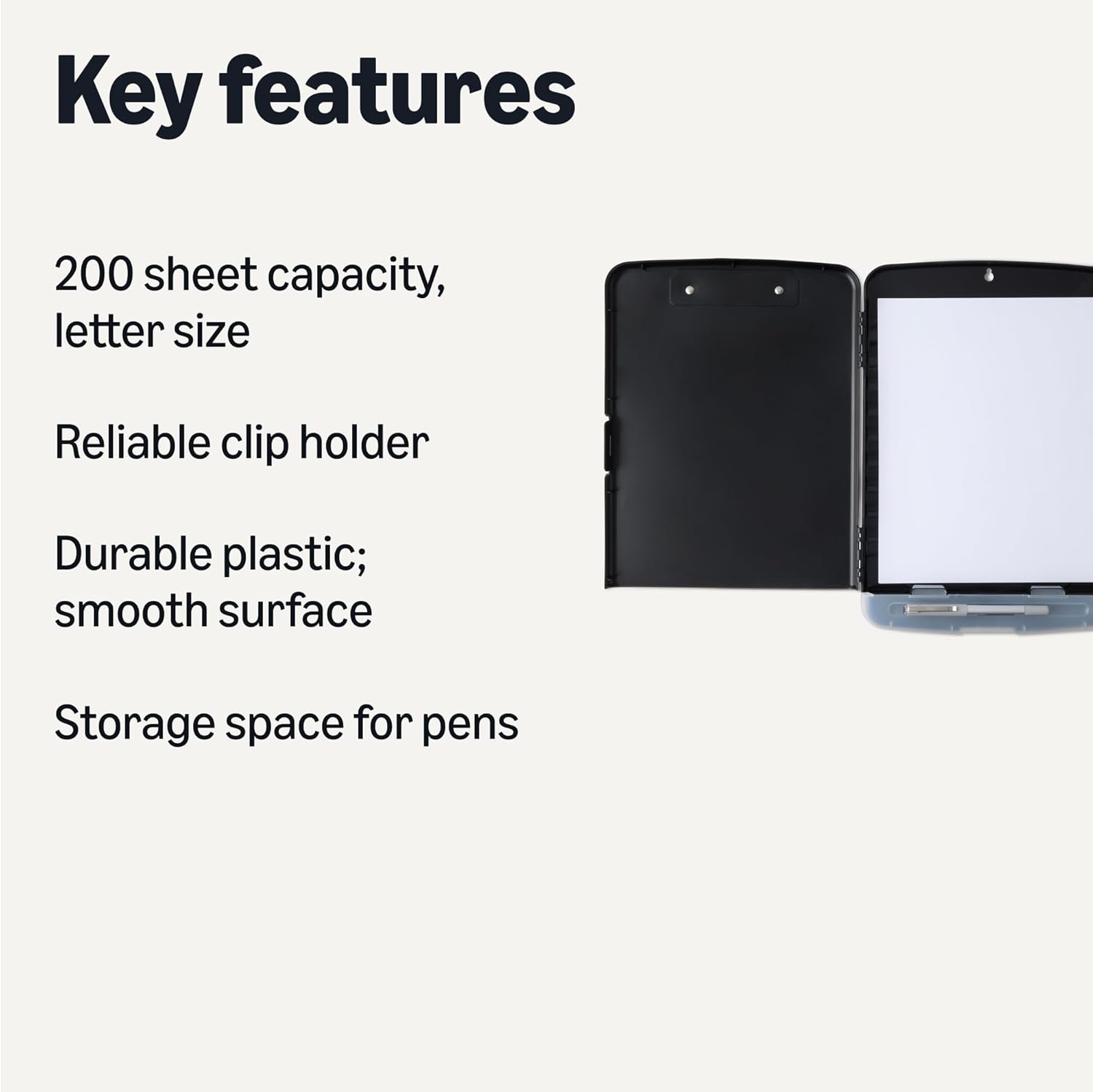 Amazon Basics High Capacity Nursing Clipboard with Storage and Pen Holder, 14.37 x 9.84 x 1.49 inches, Black
