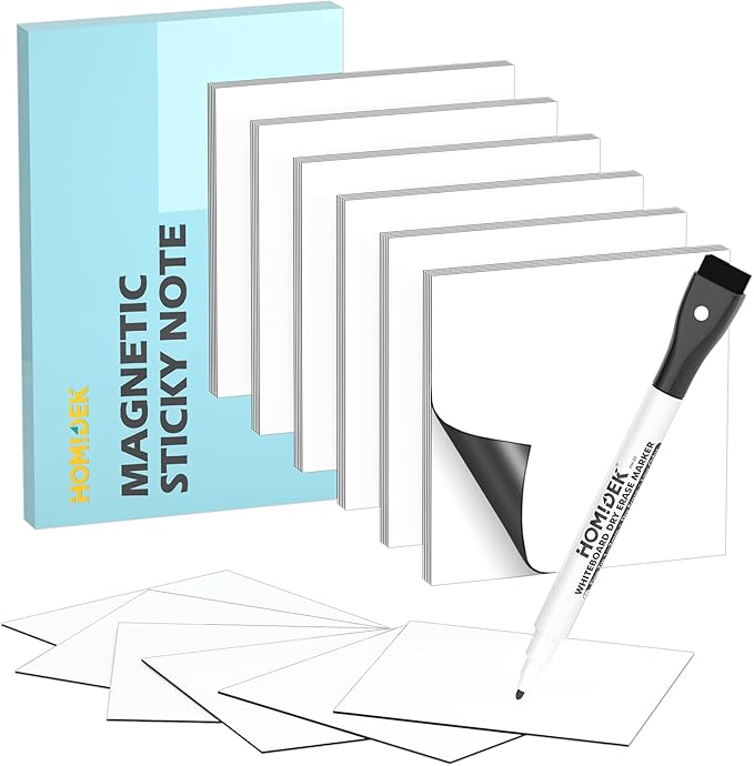 HOMiDEK Reusable Magnetic Sticky Notes, Dry Erase Magnets Magnetic Labels by HOMiDEK