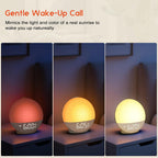 sunrise alarm clock white noise machine, sunset simulation shown in use