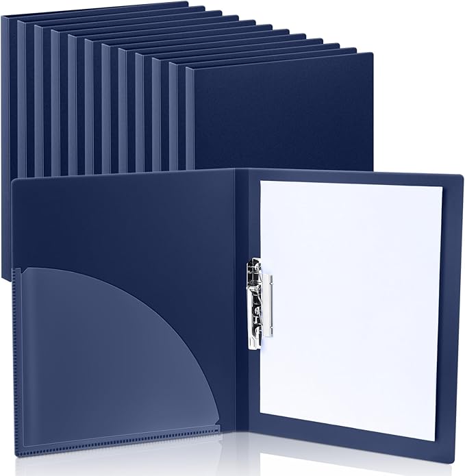 Teling 12 Pack Punchless Clamp Binder Folder 8.5 x 11 Inch Ringless Binder Holds by Teling