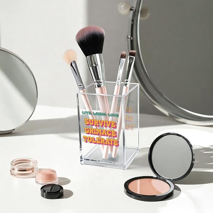 Vgrti Live Laugh Love Funny Anti Cliche Acrylic Cosmetic Pencil Pen Holder Cup - Image 3