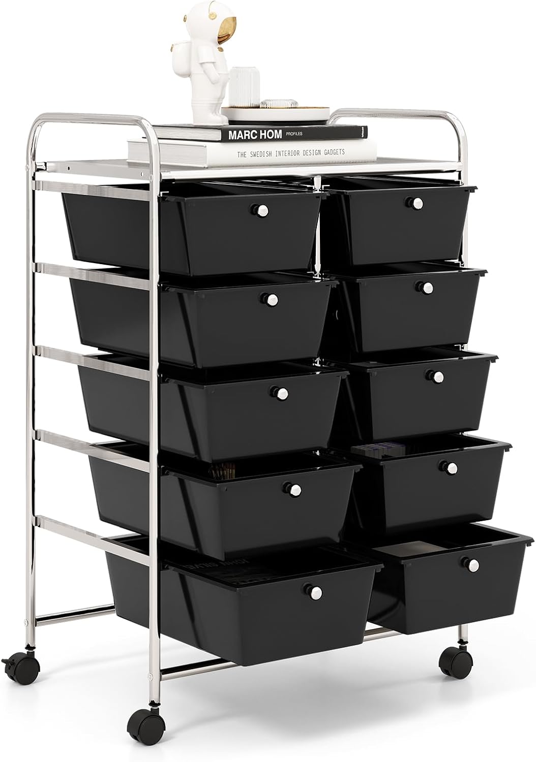 GOFLAME 10-Drawer Rolling Storage Cart, Art Craft Storage Organizer on Wheels